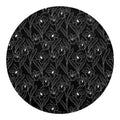 Black Cattleya Flower Pattern Print Round Blanket