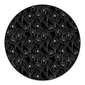 Black Cattleya Flower Pattern Print Round Floor Mat