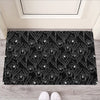 Black Cattleya Flower Pattern Print Rubber Doormat