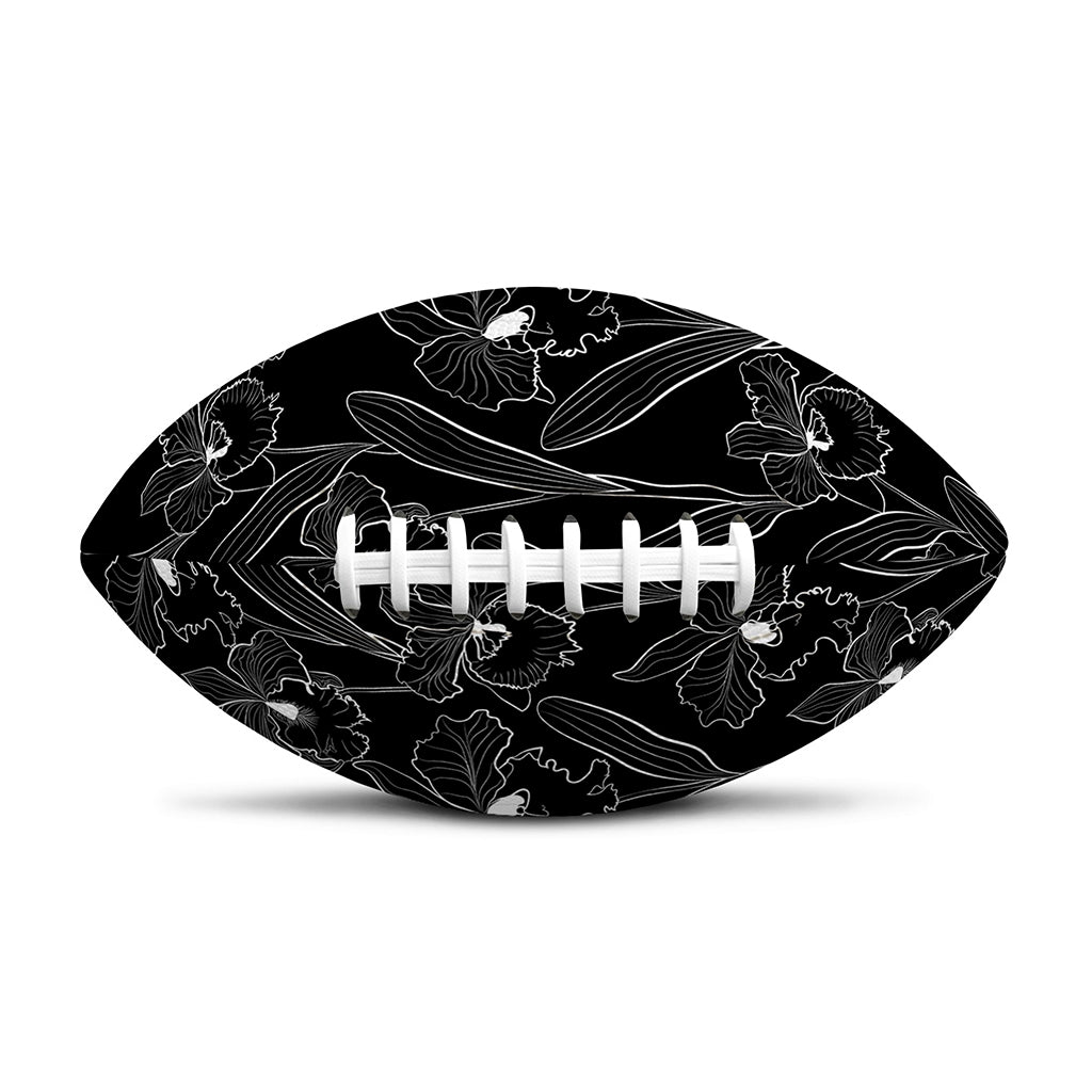 Black Cattleya Flower Pattern Print Rugby Ball