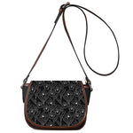 Black Cattleya Flower Pattern Print Saddle Bag