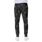 Black Cattleya Flower Pattern Print Scuba Joggers