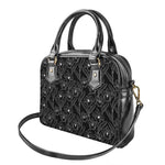 Black Cattleya Flower Pattern Print Shoulder Handbag