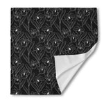 Black Cattleya Flower Pattern Print Silk Bandana