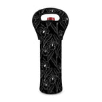 Black Cattleya Flower Pattern Print Single Neoprene Wine Tote