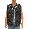 Black Cattleya Flower Pattern Print Sleeveless Baseball Jersey