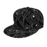 Black Cattleya Flower Pattern Print Snapback Cap