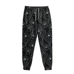 Black Cattleya Flower Pattern Print Sweatpants