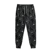 Black Cattleya Flower Pattern Print Sweatpants