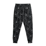 Black Cattleya Flower Pattern Print Sweatpants