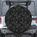 Black Cattleya Flower Pattern Print Tire Cover