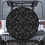 Black Cattleya Flower Pattern Print Tire Cover