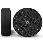 Black Cattleya Flower Pattern Print Tire Cover With Camera Hole