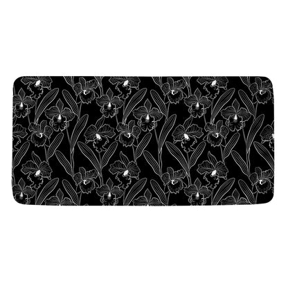 Black Cattleya Flower Pattern Print Towel