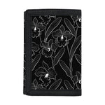 Black Cattleya Flower Pattern Print Trifold Wallet