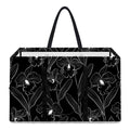 Black Cattleya Flower Pattern Print Utility Tote Bag