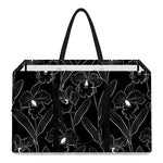 Black Cattleya Flower Pattern Print Utility Tote Bag