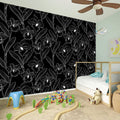 Black Cattleya Flower Pattern Print Wall Sticker