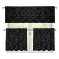 Black Celtic Symbol Pattern Print 3 Piece Kitchen Curtains