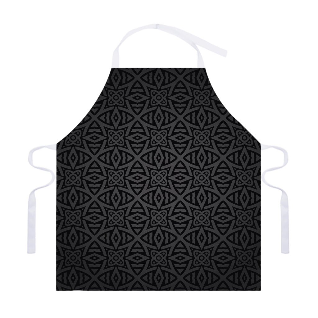 Black Celtic Symbol Pattern Print Adjustable Apron