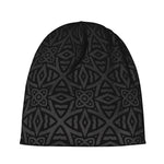Black Celtic Symbol Pattern Print Beanie