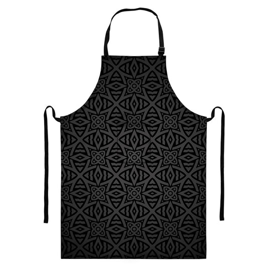Black Celtic Symbol Pattern Print Bib Apron With Pocket