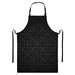Black Celtic Symbol Pattern Print Bib Apron With Pocket