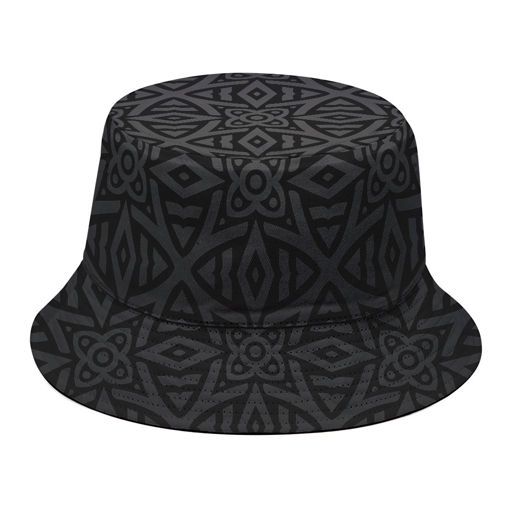 Black Celtic Symbol Pattern Print Bucket Hat