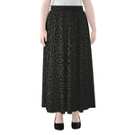 Black Celtic Symbol Pattern Print Chiffon Maxi Skirt