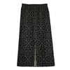 Black Celtic Symbol Pattern Print Cotton Front Slit Maxi Skirt