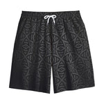Black Celtic Symbol Pattern Print Cotton Shorts