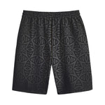 Black Celtic Symbol Pattern Print Cotton Shorts