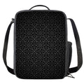 Black Celtic Symbol Pattern Print Crossbody Lunch Bag