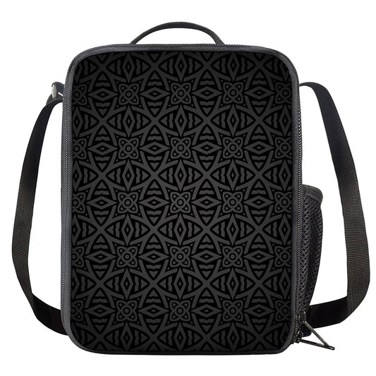 Black Celtic Symbol Pattern Print Crossbody Lunch Bag