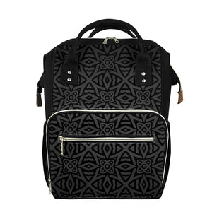 Black Celtic Symbol Pattern Print Diaper Bag