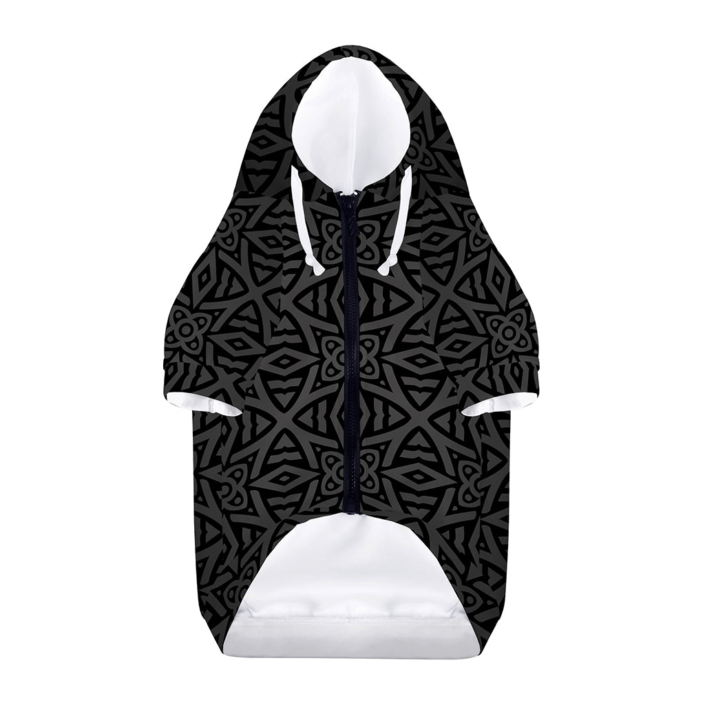 Black Celtic Symbol Pattern Print Dog Zip Up Hoodie