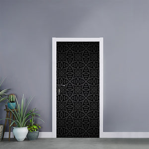 Black Celtic Symbol Pattern Print Door Sticker