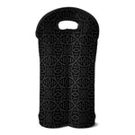 Black Celtic Symbol Pattern Print Double Neoprene Wine Tote