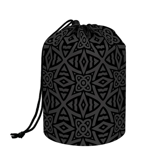 Black Celtic Symbol Pattern Print Drawstring Makeup Bag