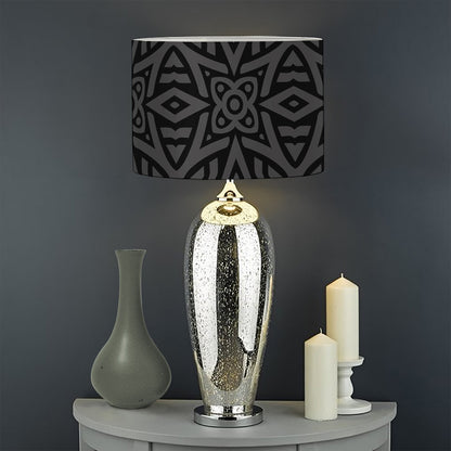 Black Celtic Symbol Pattern Print Drum Lamp Shade