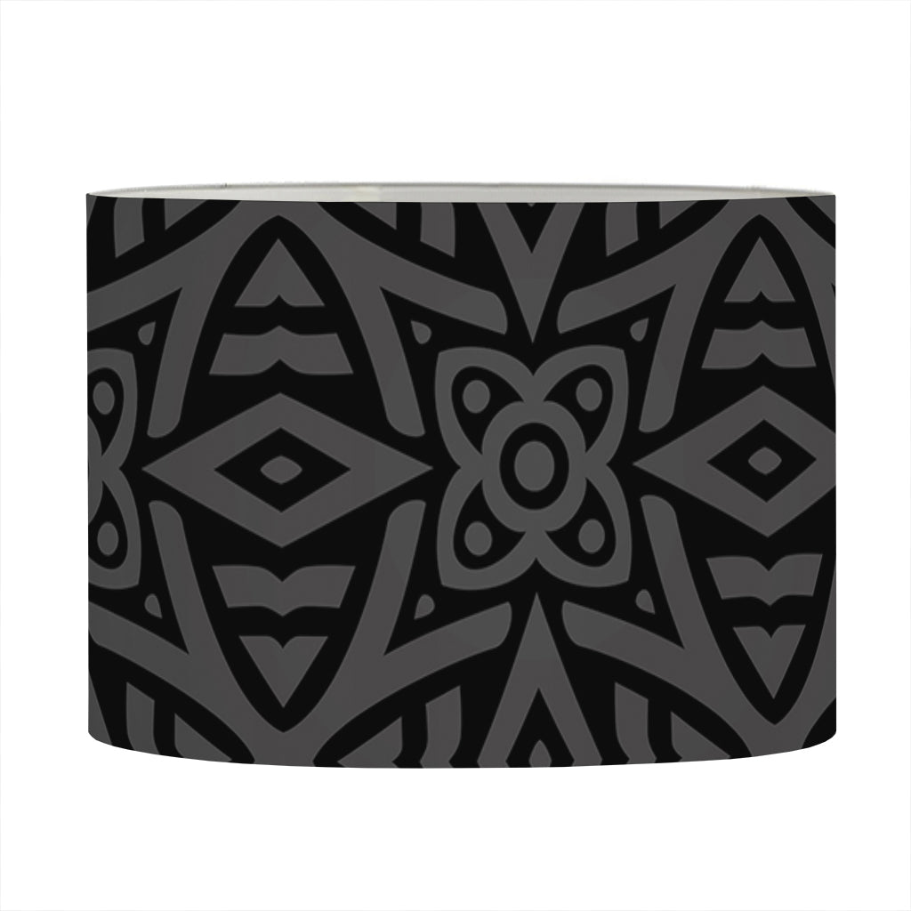 Black Celtic Symbol Pattern Print Drum Lamp Shade