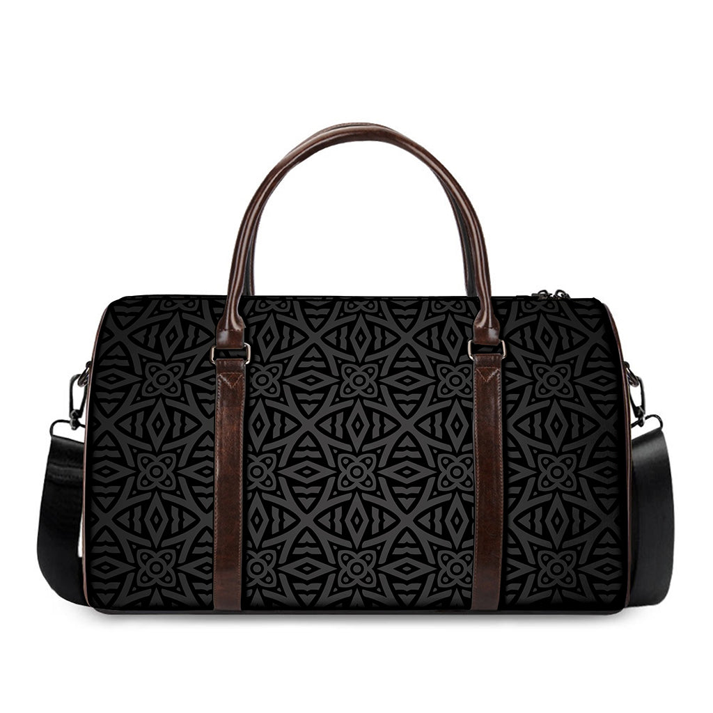 Black Celtic Symbol Pattern Print Duffle Bag