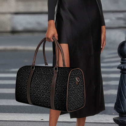 Black Celtic Symbol Pattern Print Duffle Bag