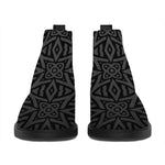 Black Celtic Symbol Pattern Print Flat Ankle Boots