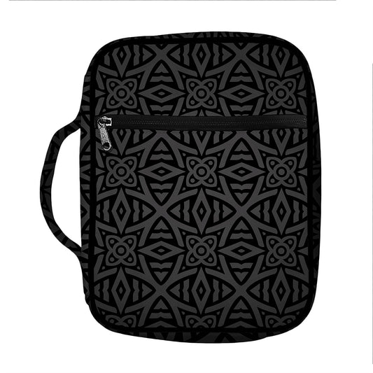 Black Celtic Symbol Pattern Print Front Pocket Bible Bag