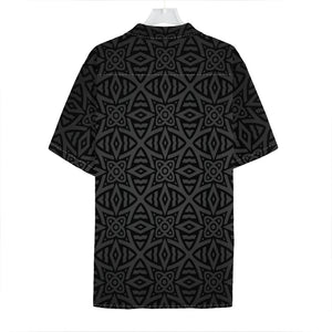 Black Celtic Symbol Pattern Print Hawaiian Shirt