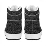 Black Celtic Symbol Pattern Print High Top Leather Sneakers