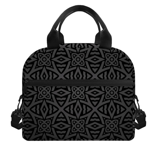 Black Celtic Symbol Pattern Print Insulated Lunch Bag