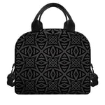 Black Celtic Symbol Pattern Print Insulated Lunch Bag