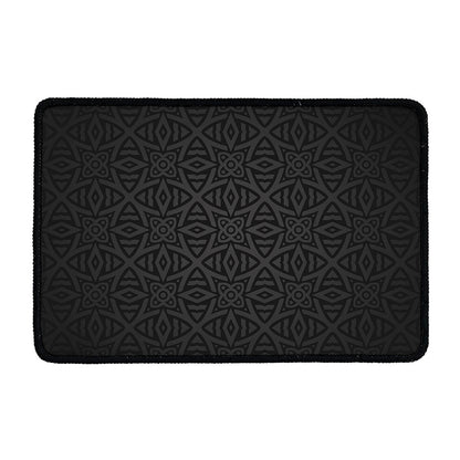 Black Celtic Symbol Pattern Print Kitchen Mat
